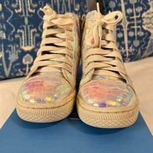 Justice high top iridescent animal print size 3